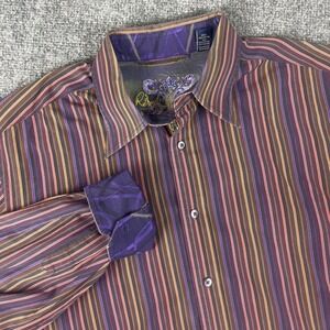 Robert Graham Shirt Large Multicolor Striped Embellished Long Sleeve Casual Mens